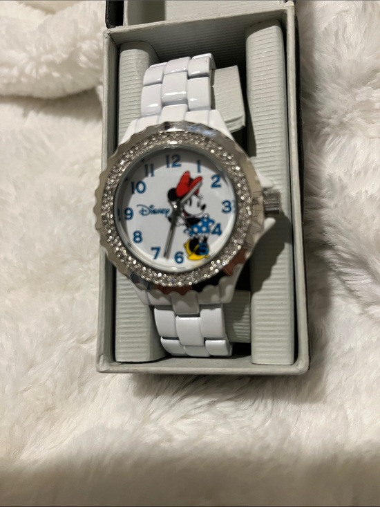 Disney Accessories - Disney White Enameled Crystal Minnie Mouse Watch